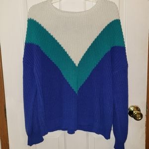 Blue and White Retro Chevron Sweater